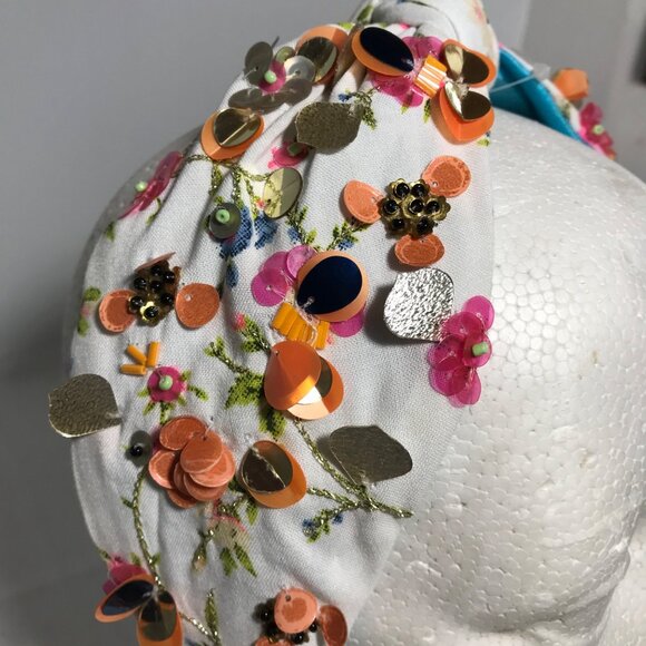 Charlie Paige Floral Embellished Headband With Sequins & Beads - Picture 4 of 7